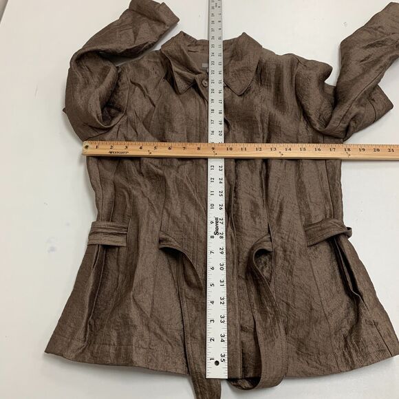 J.Jill Jacket Womens 6 Metallic Bronze Waist Tie Full Zip Snap Buttons Lined - Picture 10 of 16